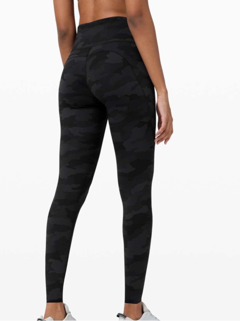 Lululemon fast and free high rise tight 28” deep coal camo size 6